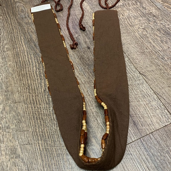 BABA CLOTHING WOOD and FAUX PEARL BOHO BEADED BELT - Picture 11 of 12